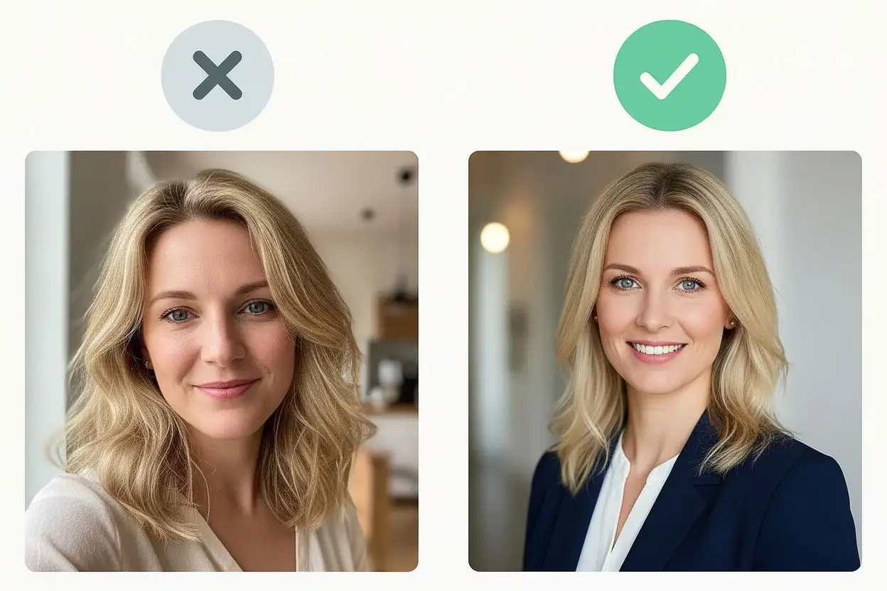 Comparison: AI headshot before and after improvement